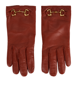 Gucci Horsebit Gloves, Lambskin, Red, Sz 8, DB, 3*